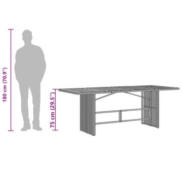 Garden Table with Acacia Wood Top - Black 190x80 cm