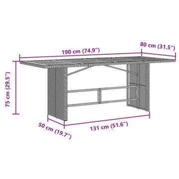 Garden Table with Acacia Wood Top - Black 190x80 cm