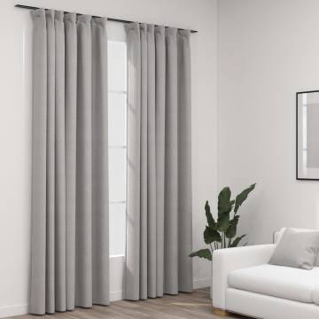 Linen-Look Blackout Curtains - Grey 140x225 cm | HipoMarket