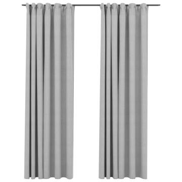 Linen-Look Blackout Curtains - Grey 140x225 cm | HipoMarket