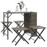 5 Piece Foldable Grey Poly Rattan Garden Dining Set