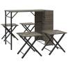 5 Piece Foldable Grey Poly Rattan Garden Dining Set