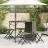 5 Piece Foldable Grey Poly Rattan Garden Dining Set