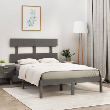 Grey Solid Wood Bed Frame 160x200 cm - Timeless Design