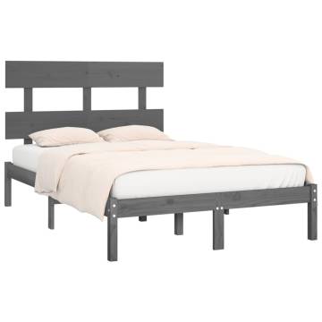 Grey Solid Wood Bed Frame 160x200 cm - Timeless Design