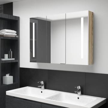 LED Bathroom Mirror Cabinet 89x14x62 cm - White and Oak