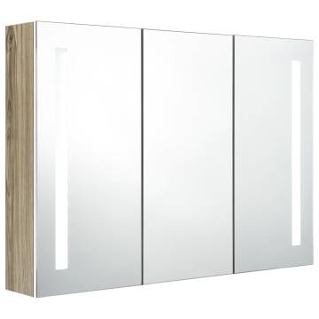 LED Bathroom Mirror Cabinet 89x14x62 cm - White and Oak