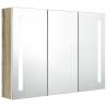 LED Bathroom Mirror Cabinet 89x14x62 cm - White and Oak