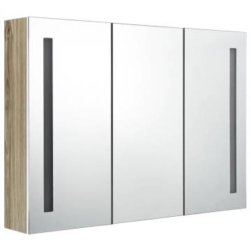 LED Bathroom Mirror Cabinet 89x14x62 cm - White and Oak