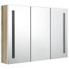 LED Bathroom Mirror Cabinet 89x14x62 cm - White and Oak