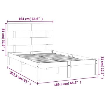 Grey Solid Wood Bed Frame 160x200 cm - Timeless Design