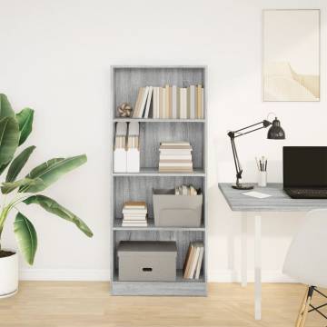 Bookcase Grey Sonoma 60x24x143 cm | Stylish Storage Solution