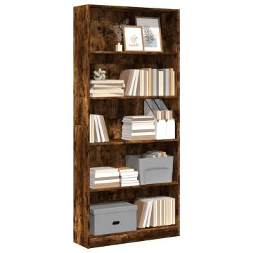 Smoked Oak Bookcase - 80x24x176 cm | Stylish Storage Solution