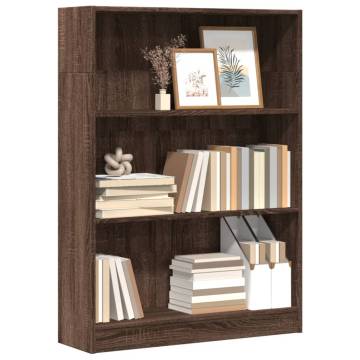 Brown Oak Bookcase 80x24x109 cm - Durable Engineered Wood