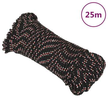 Black Polypropylene Boat Rope 3mm x 25m - Durable & Versatile