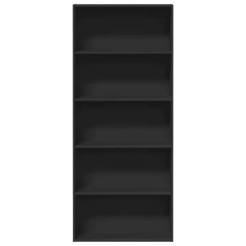 Stylish Black Book Cabinet - 80x30x189 cm Engineered Wood