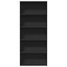 Stylish Black Book Cabinet - 80x30x189 cm Engineered Wood