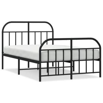 Metal Bed Frame with Headboard - Black 120x200 cm