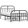 Metal Bed Frame with Headboard - Black 120x200 cm