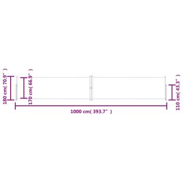 Retractable Side Awning Cream - 180x1000 cm | HipoMarket