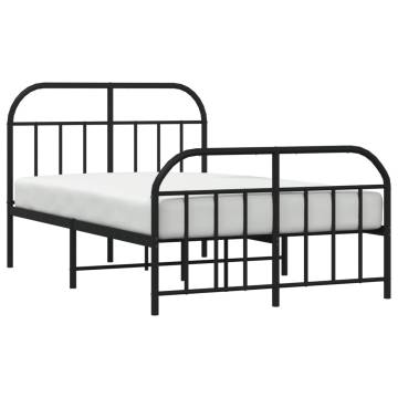 Metal Bed Frame with Headboard - Black 120x200 cm