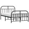 Metal Bed Frame with Headboard - Black 120x200 cm