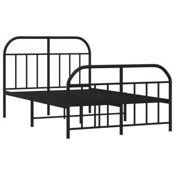 Metal Bed Frame with Headboard - Black 120x200 cm