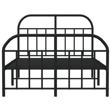 Metal Bed Frame with Headboard - Black 120x200 cm