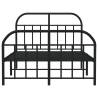 Metal Bed Frame with Headboard - Black 120x200 cm