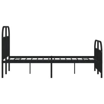 Metal Bed Frame with Headboard - Black 120x200 cm