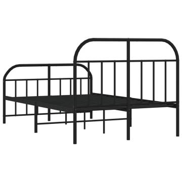 Metal Bed Frame with Headboard - Black 120x200 cm