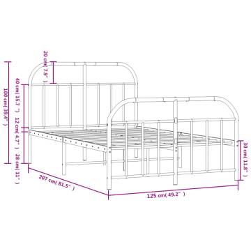 Metal Bed Frame with Headboard - Black 120x200 cm