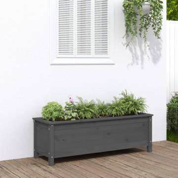 Garden Raised Bed Grey 119.5x40x39 cm Solid Pine Wood - HiPo Market