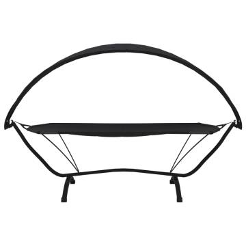 Outdoor Lounge Bed with Canopy - Black Steel & Oxford Fabric