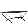 Outdoor Lounge Bed with Canopy - Black Steel & Oxford Fabric