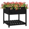 Planter with Shelf Black - Solid Pine Wood 82.5x82.5x81 cm