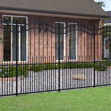 Black Garden Fence with Spear Top - 222 cm Steel Panel