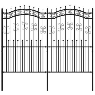 Black Garden Fence with Spear Top - 222 cm Steel Panel