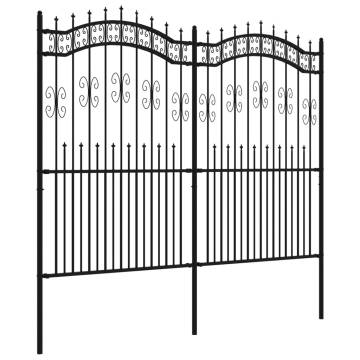 Black Garden Fence with Spear Top - 222 cm Steel Panel