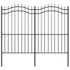 Garden Fence with Spear Top Black - 222 cm Powder-coated Steel