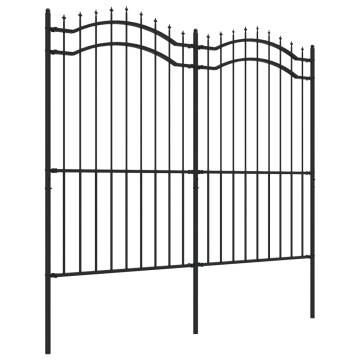 Garden Fence with Spear Top Black - 222 cm Powder-coated Steel