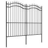 Garden Fence with Spear Top Black - 222 cm Powder-coated Steel