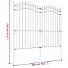 Garden Fence with Spear Top Black - 222 cm Powder-coated Steel