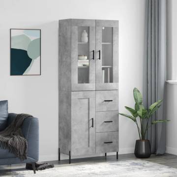 Elegant Highboard in Concrete Grey - 69.5x34x180 cm