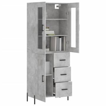 Elegant Highboard in Concrete Grey - 69.5x34x180 cm