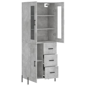 Elegant Highboard in Concrete Grey - 69.5x34x180 cm