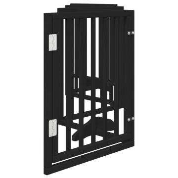 Foldable Dog Gate with Door - 300 cm Poplar Wood - Black