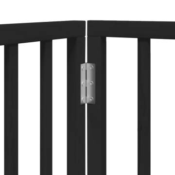 Foldable Dog Gate with Door - 300 cm Poplar Wood - Black