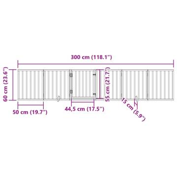 Foldable Dog Gate with Door - 300 cm Poplar Wood - Black