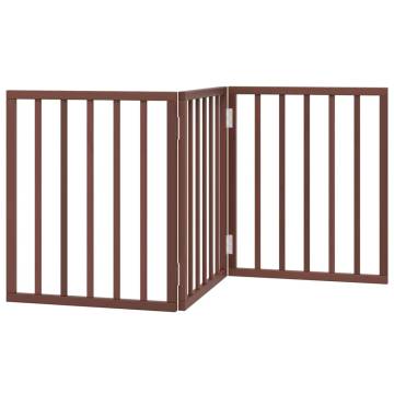 Foldable Dog Gate - 3 Panels Brown Poplar Wood - 150 cm